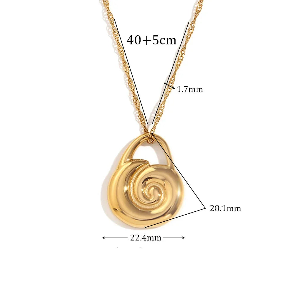 Colar Espiral Dourado em Aço Inoxidável 18 Quilates